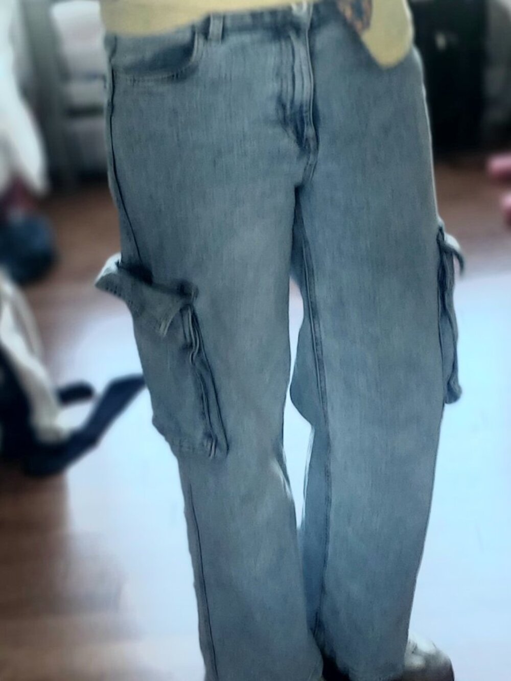 Vintage Baggy Light Wash Cargo Jeans